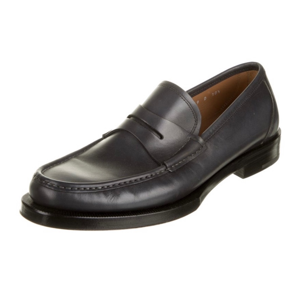 Ferragamo Gray Leather Loafers size 10 1/2